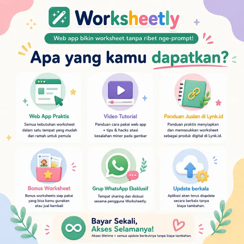 Contoh tampilan Worksheetly saat membuat worksheet
